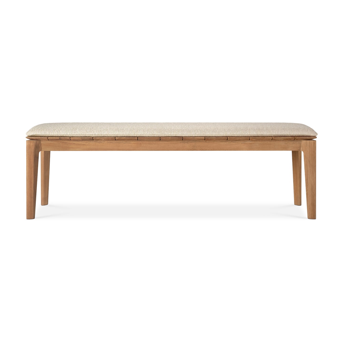 Bok-outdoor-bench-162-teak-Natural-fabric-front-cut-Goode-Studio