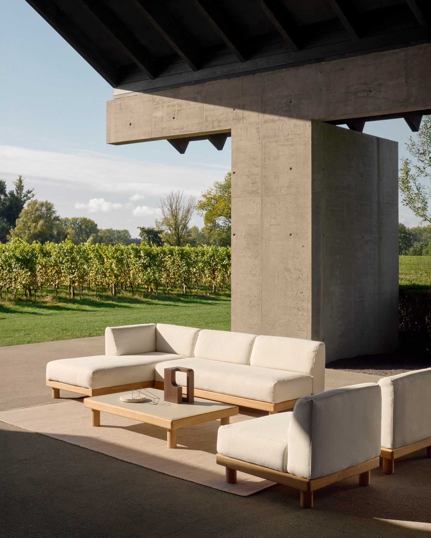 Monocle Outdoor Coffee Table, Concrete Top - Goode Studio