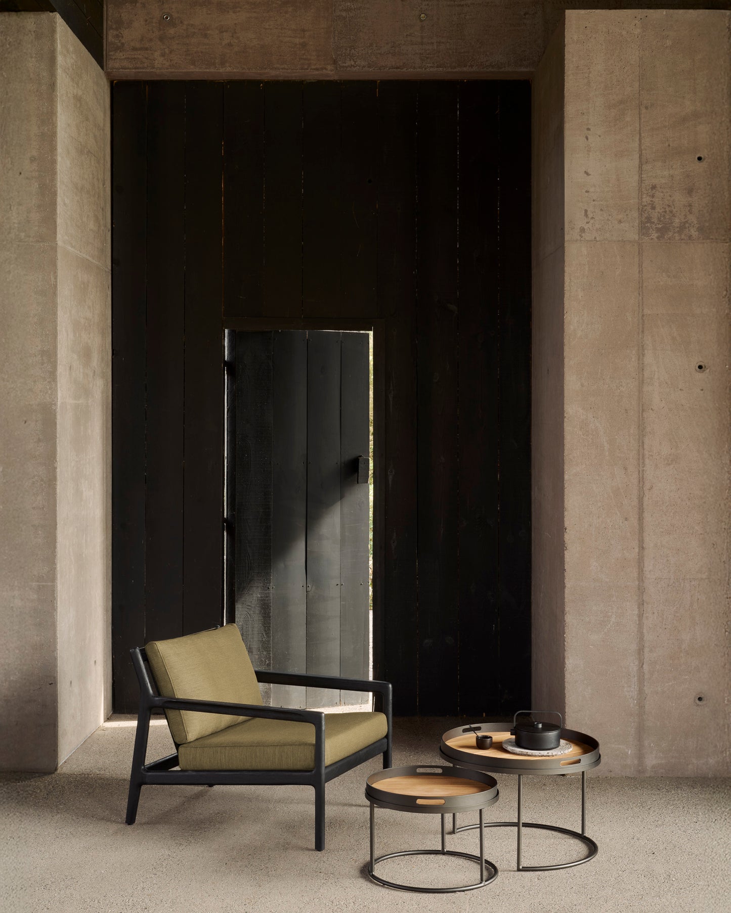 Jack Outdoor Lounge Chair, Teak Black - Goode Studio