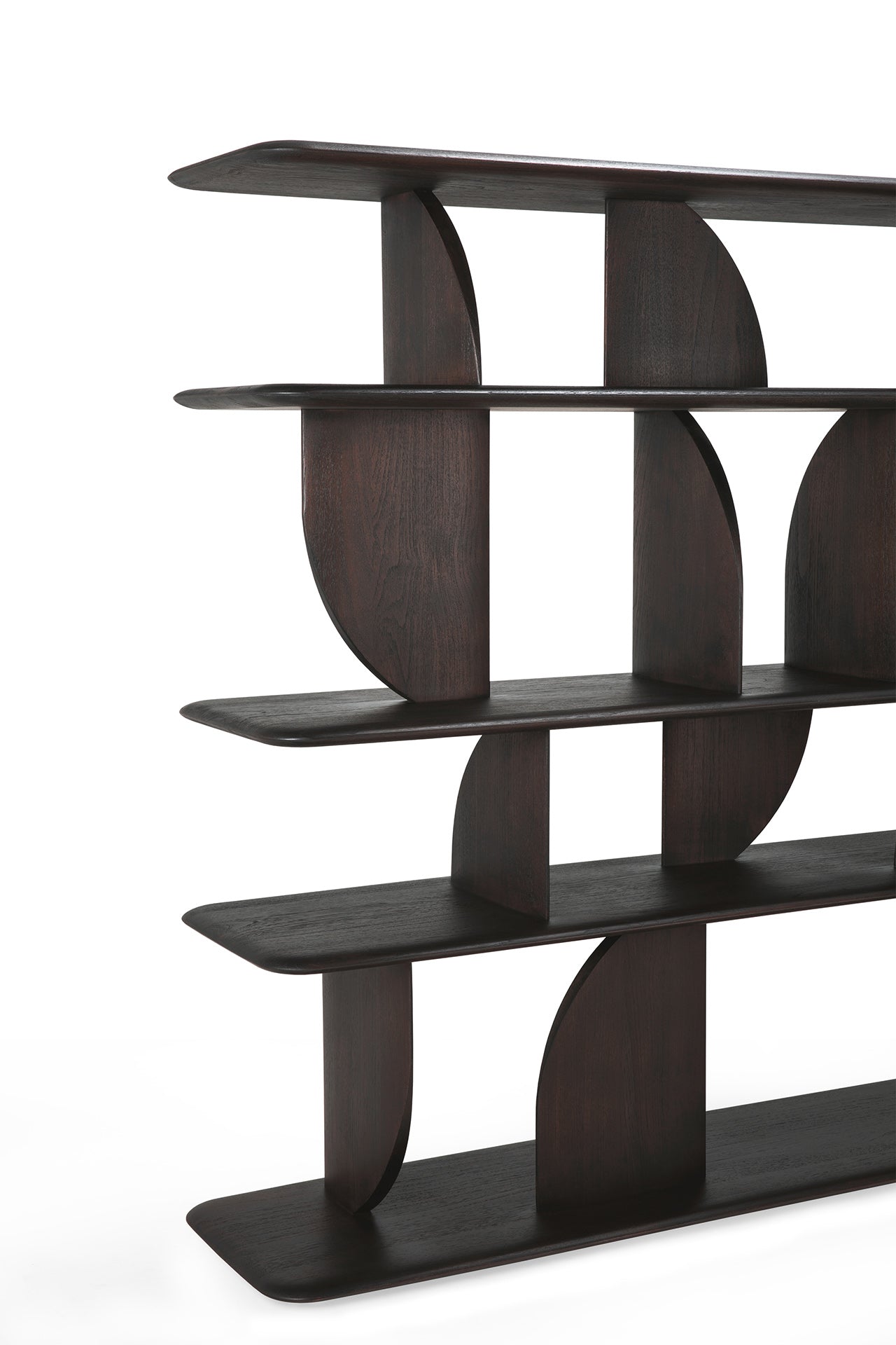 Geometric-rack-varnished-teak-dark-brown-Goode-Studio