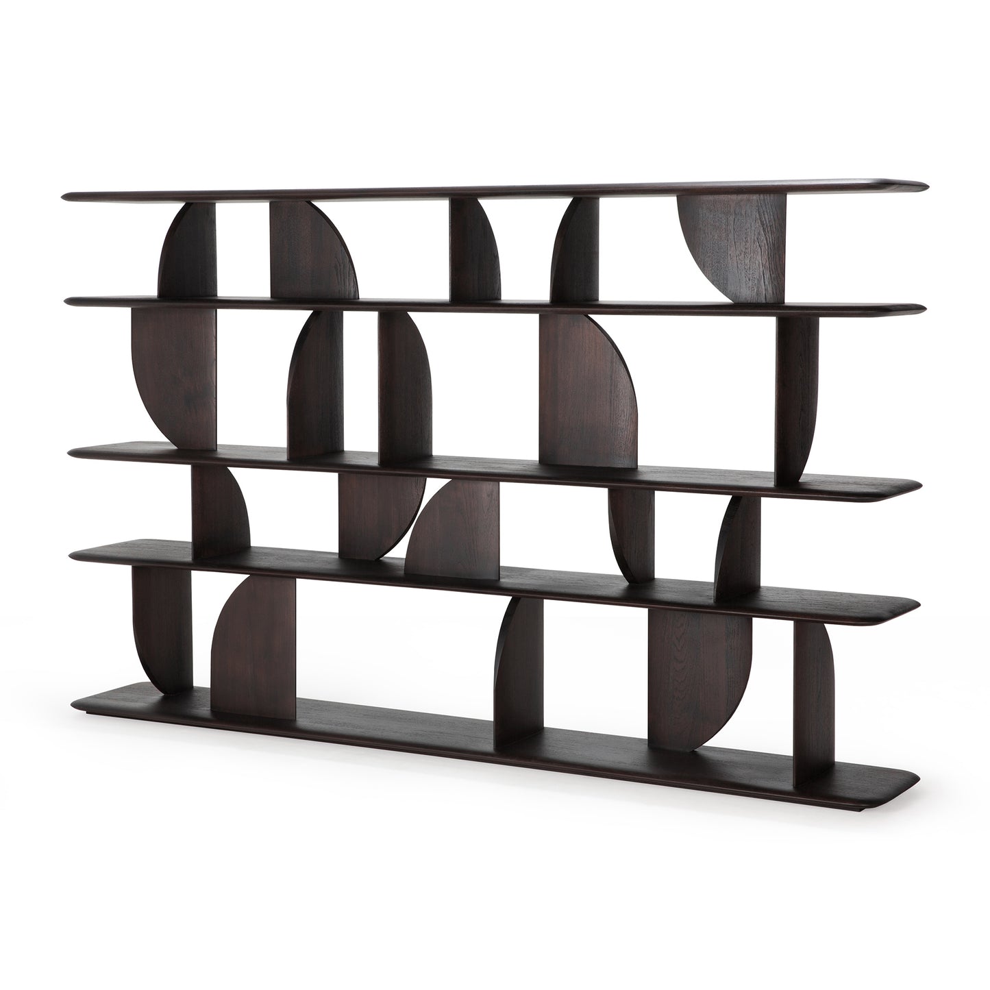 Geometric-rack-varnished-teak-dark-brown-side-cut-Goode-Studio