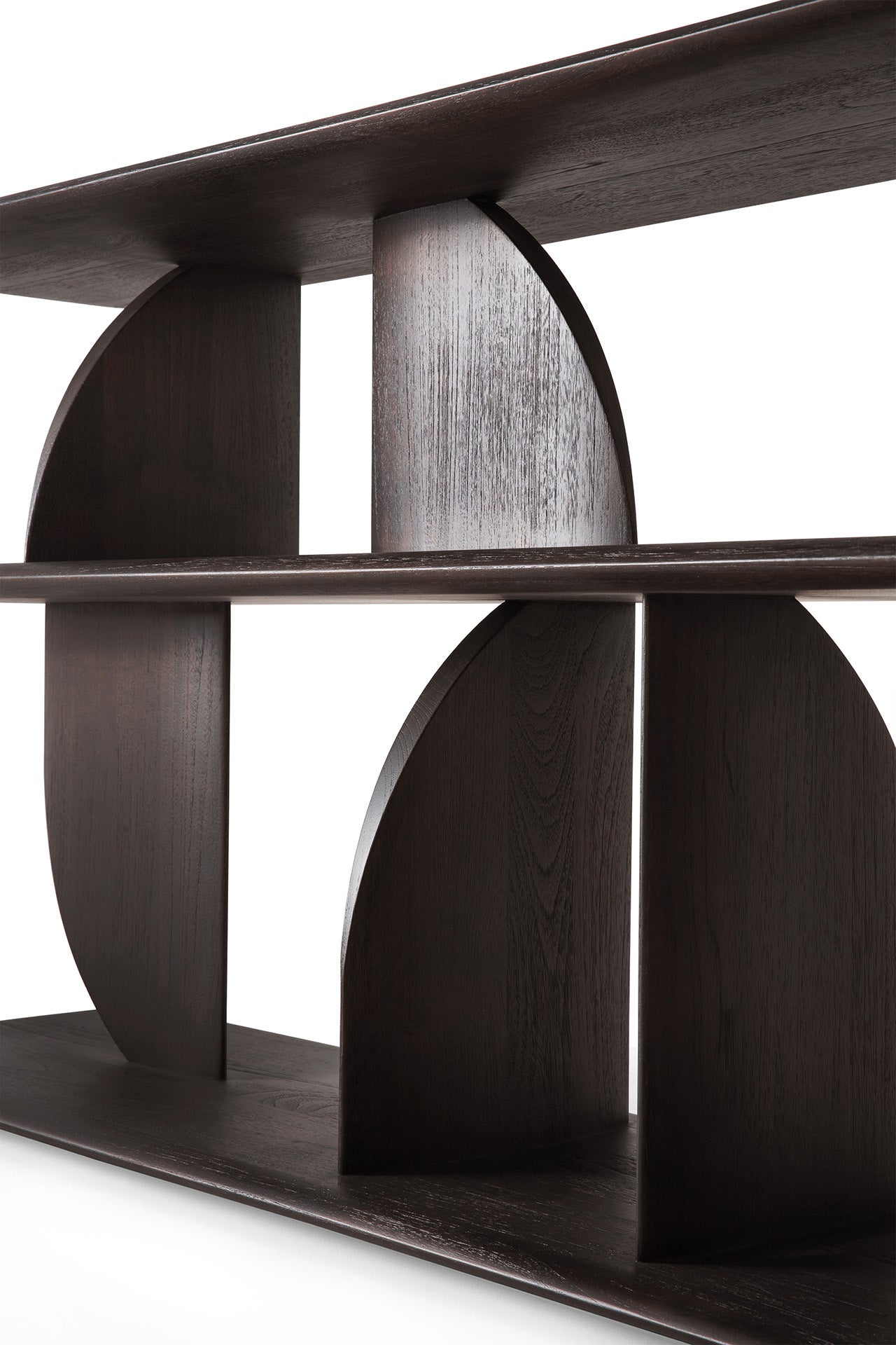 Geometric-console-varnished-teak-dark-brown-Goode-Studio