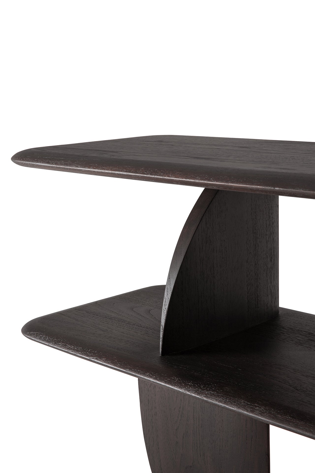 Geometric-console-varnished-teak-dark-brown-Goode-Studio