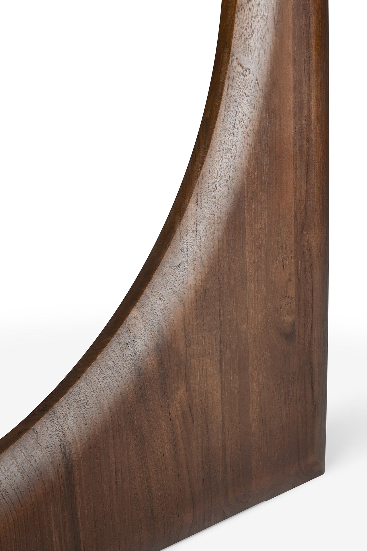 Geometric round dining table teak brown color
