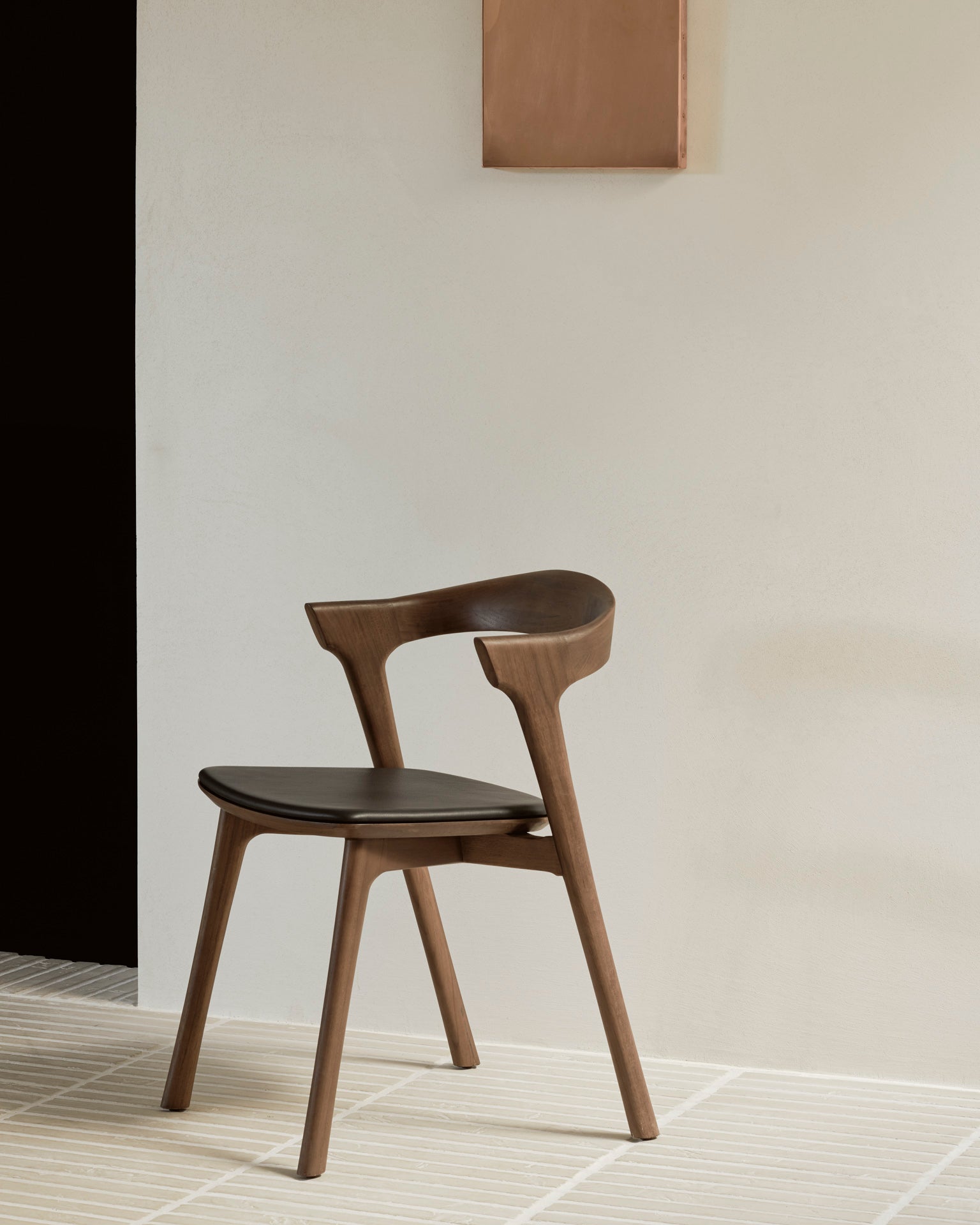 Bok-dining-chair-varnished-teak-brown-with-Black-leather-Goode-Studio
