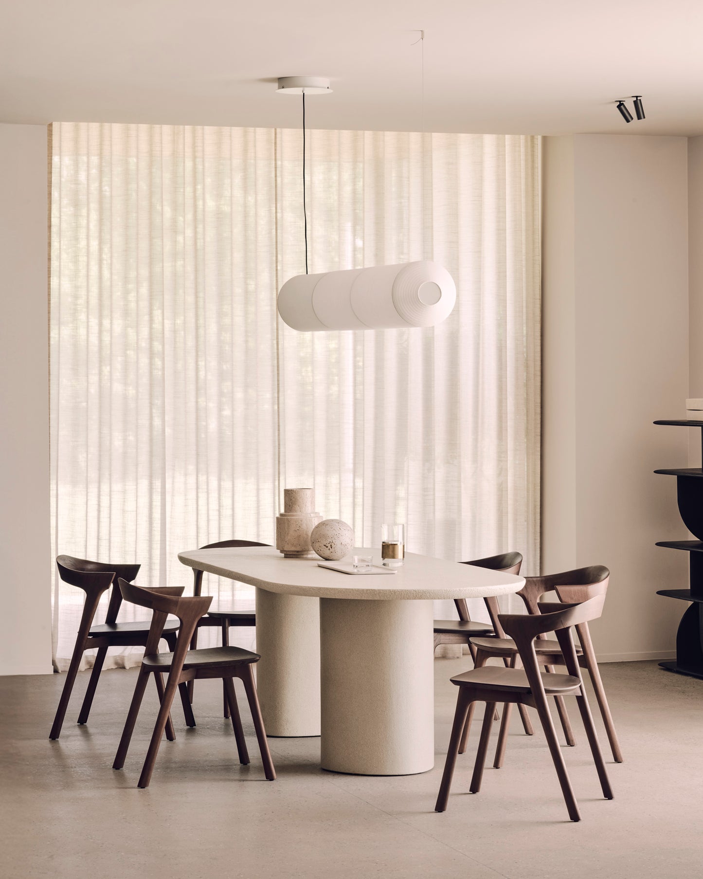 Off white microcement dining table for modern dining room
