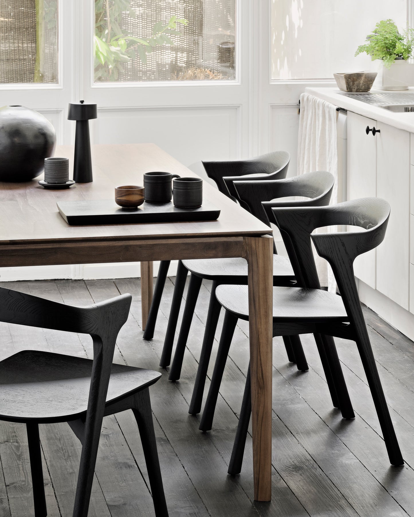 Bok-dining-table-teak-brown-Bok-dining-chair-black-Goode-Studio
