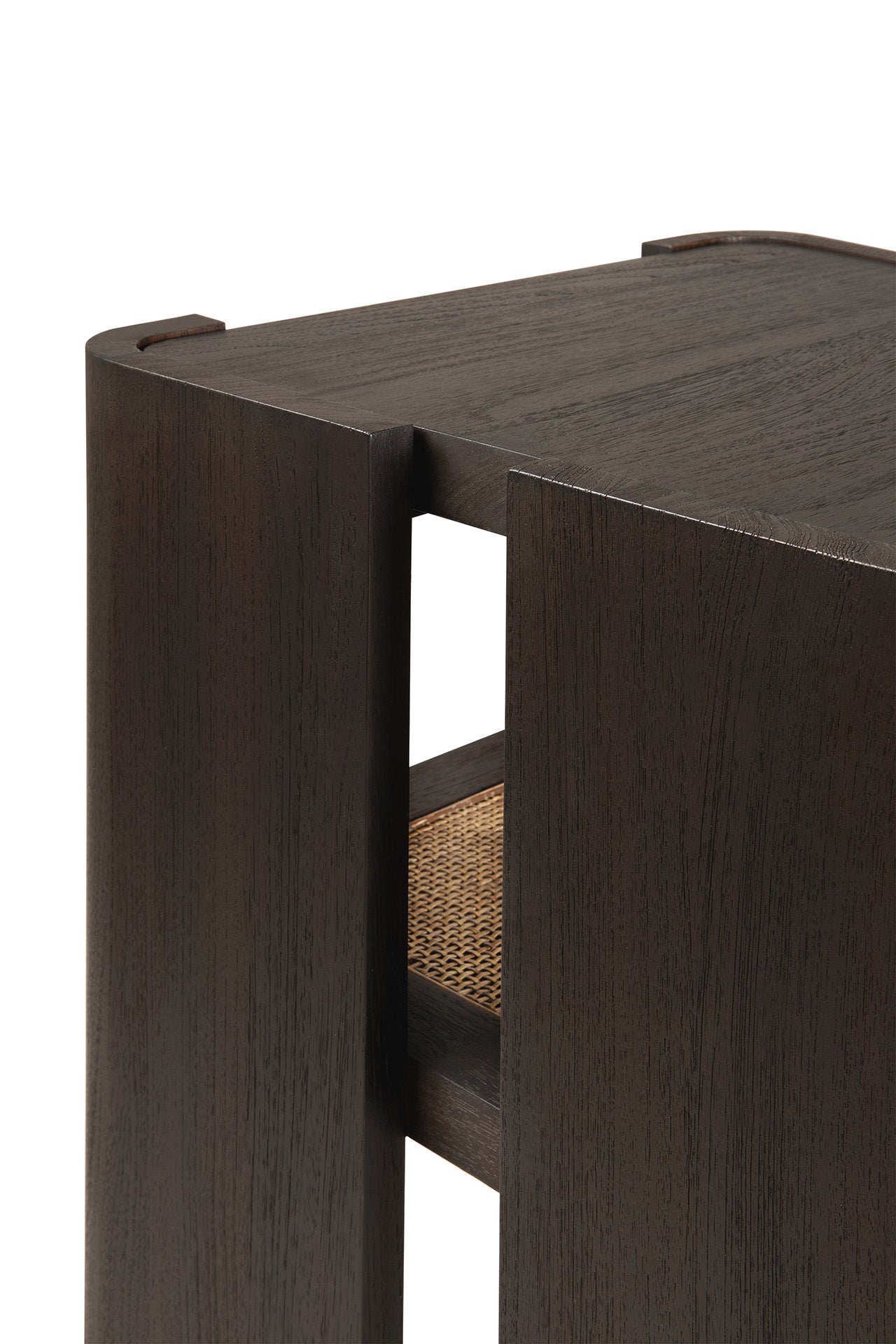Panel-side-table-varnished-teak-Dark-Brown-rattan-Roasted-Goode-Studio