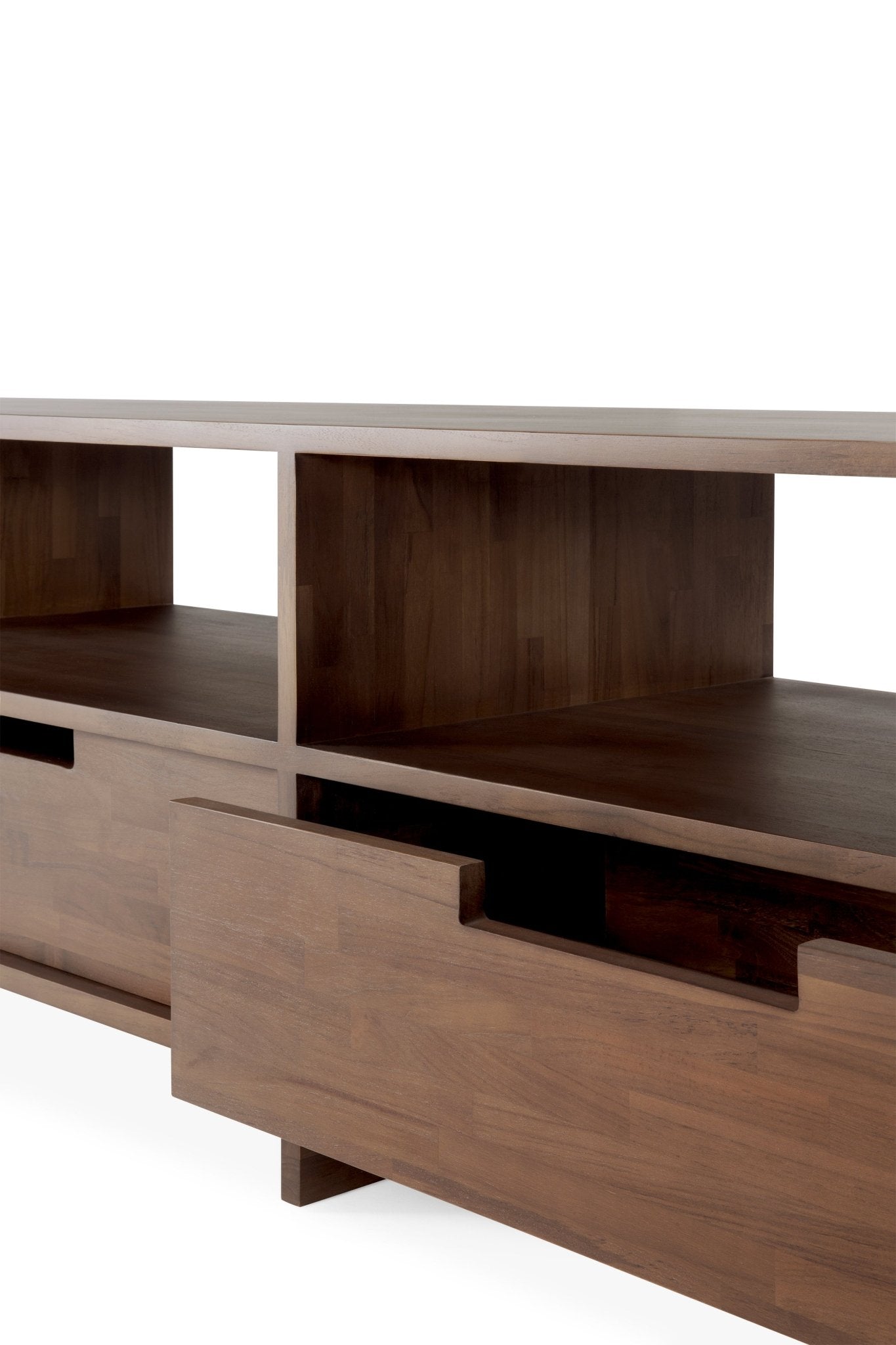 Kabuki-TV-cupboard-varnished-teak-brown-2-drawers-Goode-Studio