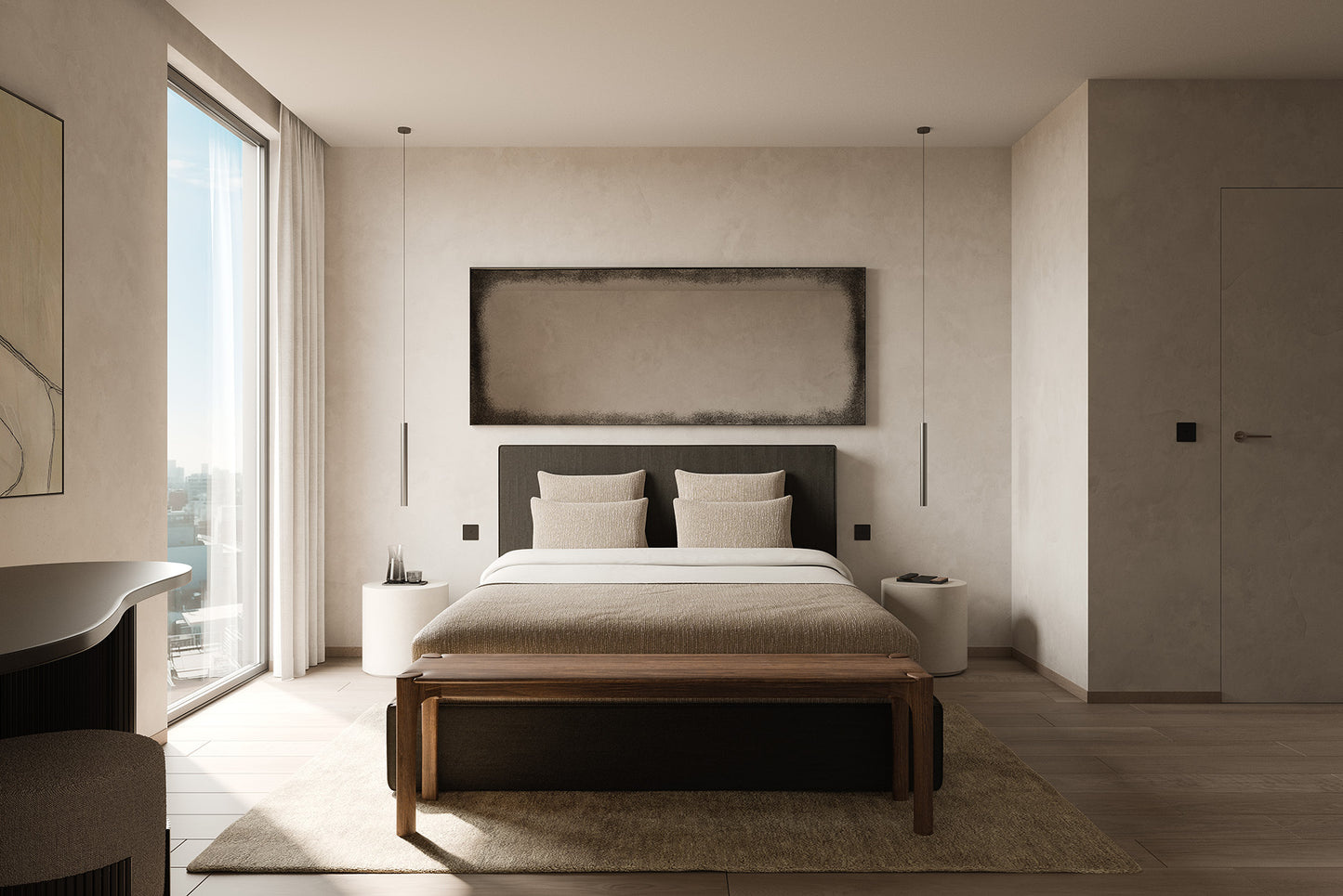 PI-bench-Revive-bed-Elements-side-table-Boomerang-desk-Roller-Max-pouf-Aged-floor-mirror-Goode-Studio