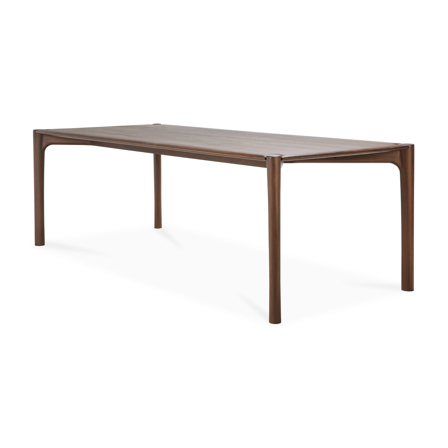 PI dining table teak brown natural wood grain texture finish

