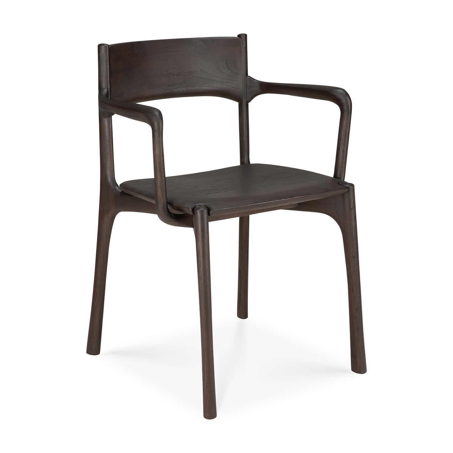 PI-dining-chair-varnished-teak-dark-brown-with-armrest-front-cut-Goode-Studio