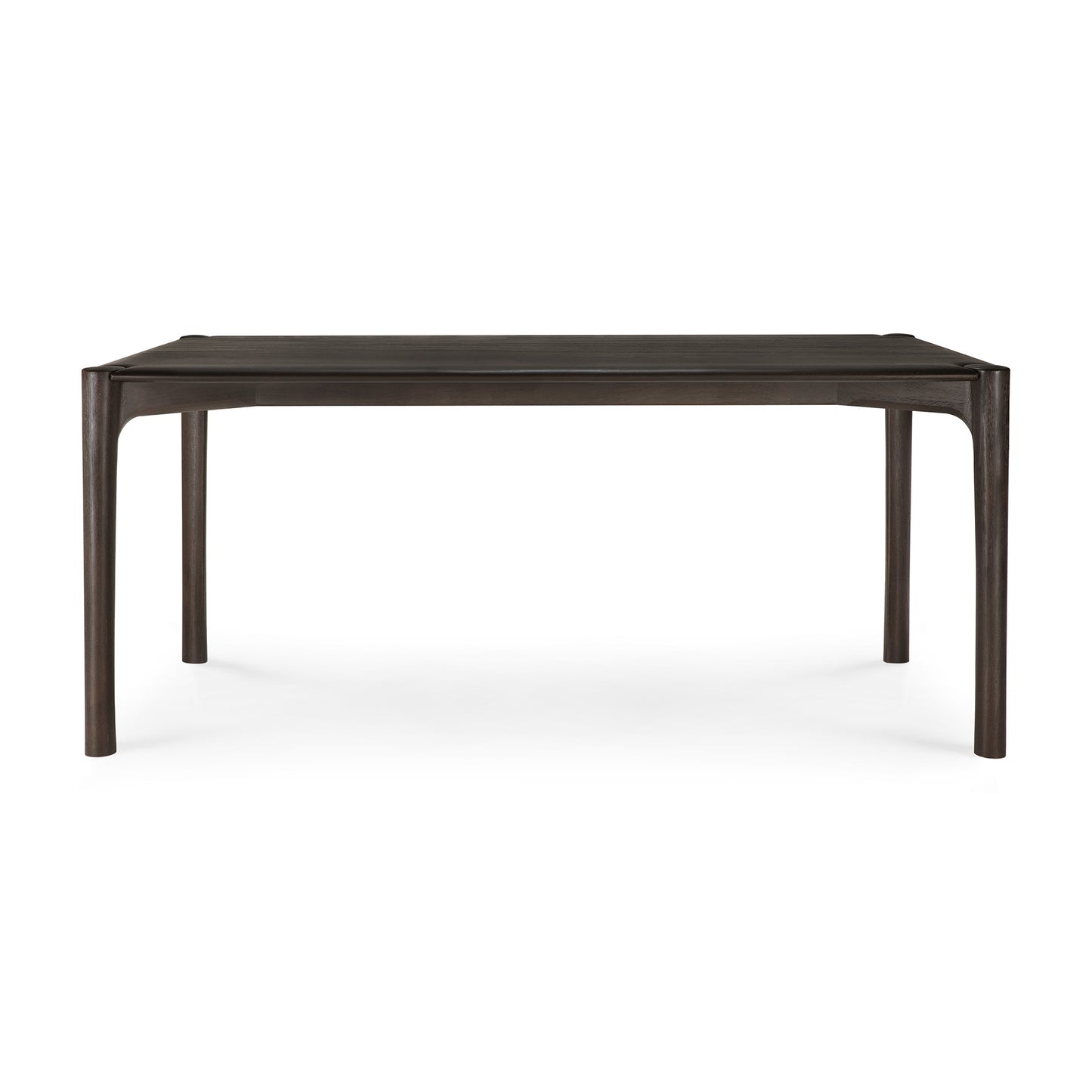 Dark brown brushed teak dining table for model home interiors
