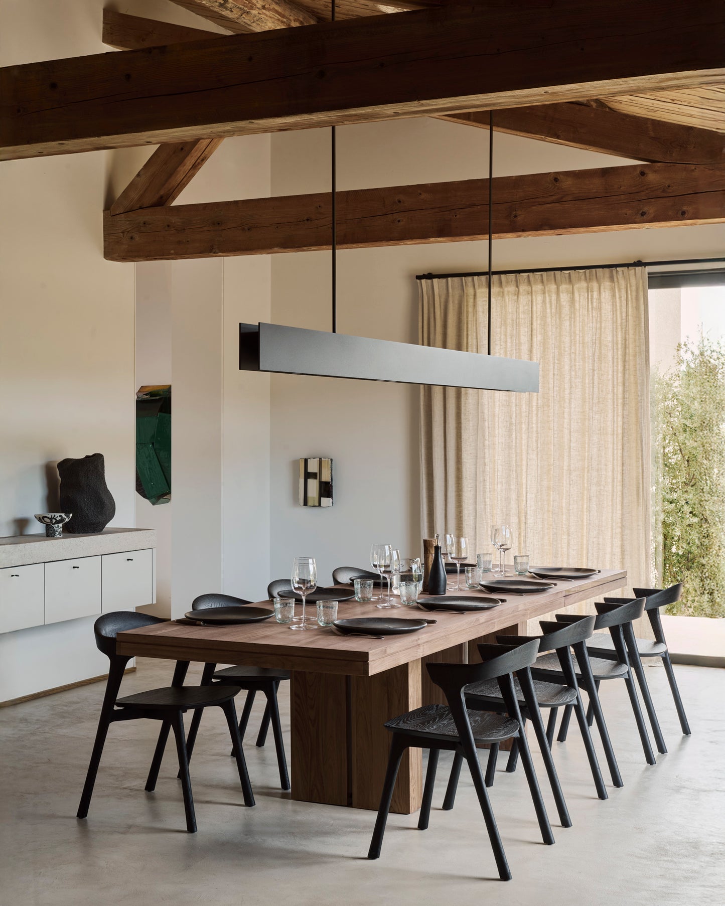 Double-extendable-dining-table-teak-Bok-dining-chair-oak-black-Goode-Studio