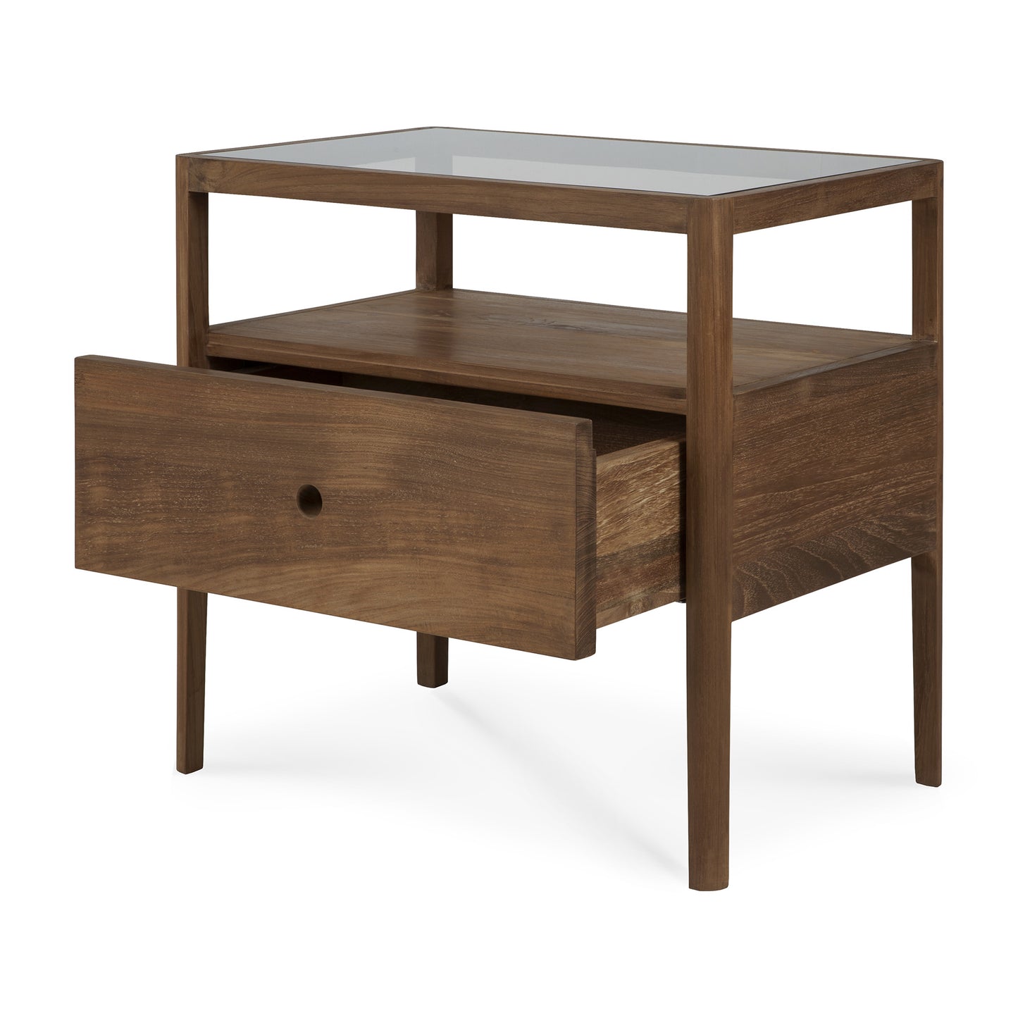 Spindle bedside table oak nightstand with drawer storage
