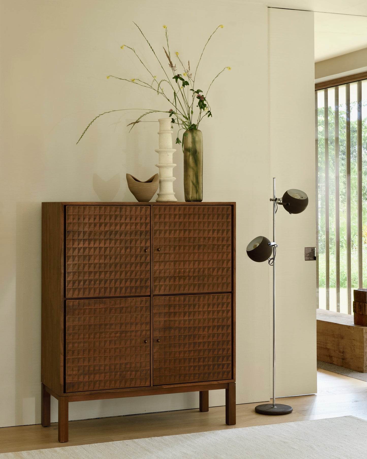 Sono-cupboard-varnished-teak-light-brown-4doors-Goode-Studio