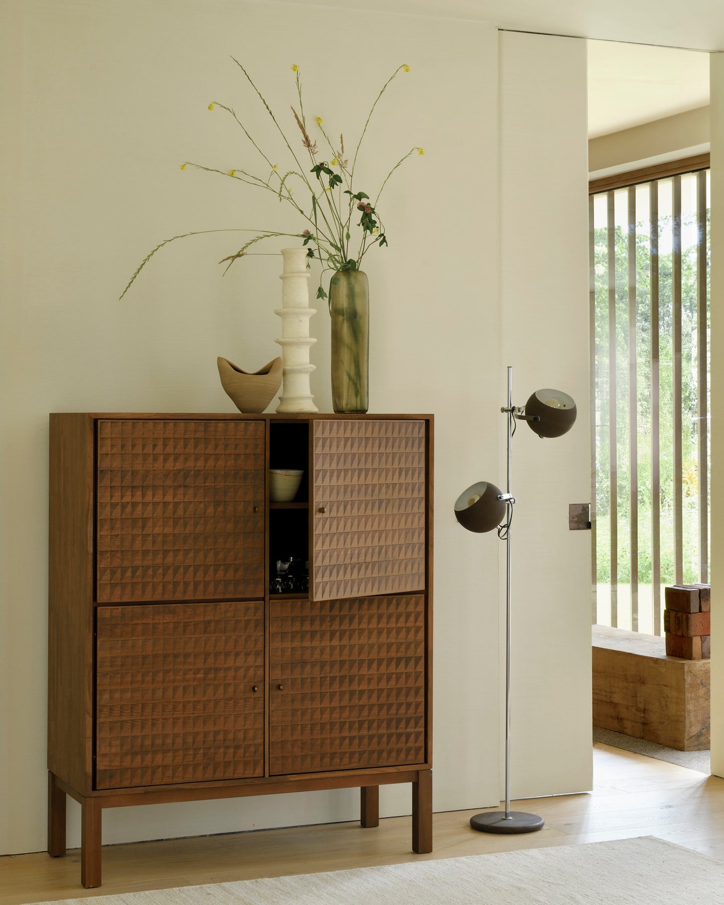 Sono-cupboard-varnished-teak-light-brown-4doors-Goode-Studio