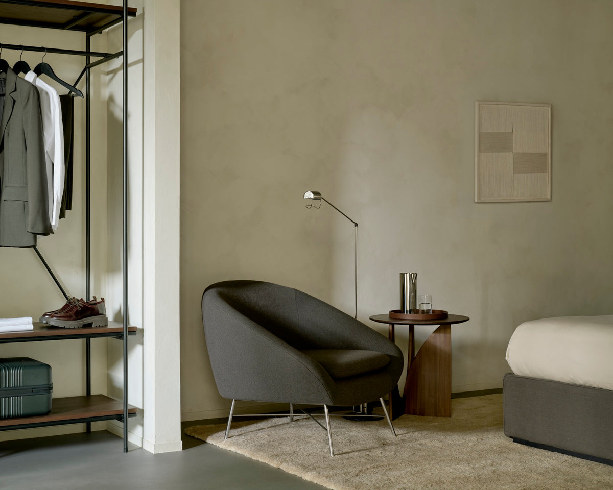 Barrow Lounge Chair, Polished Metal Base - Goode Studio