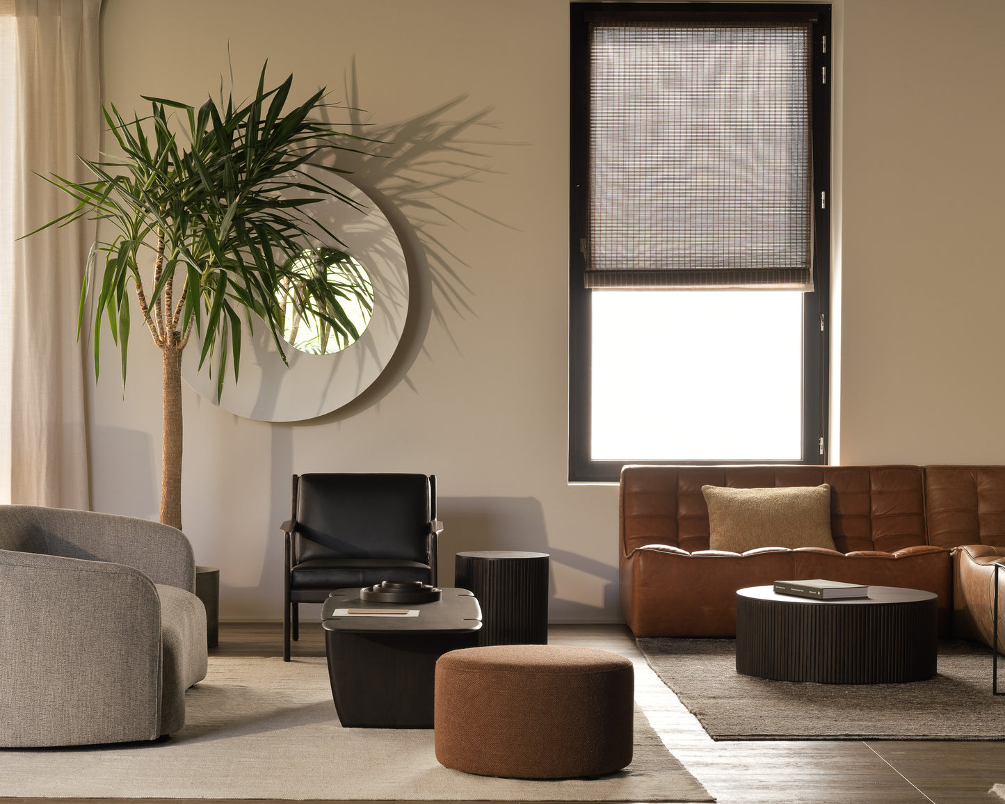 Ellipse Jack PI Roller Max Barrow Pouf Nomad N701 Checked Rug by Goode Studio