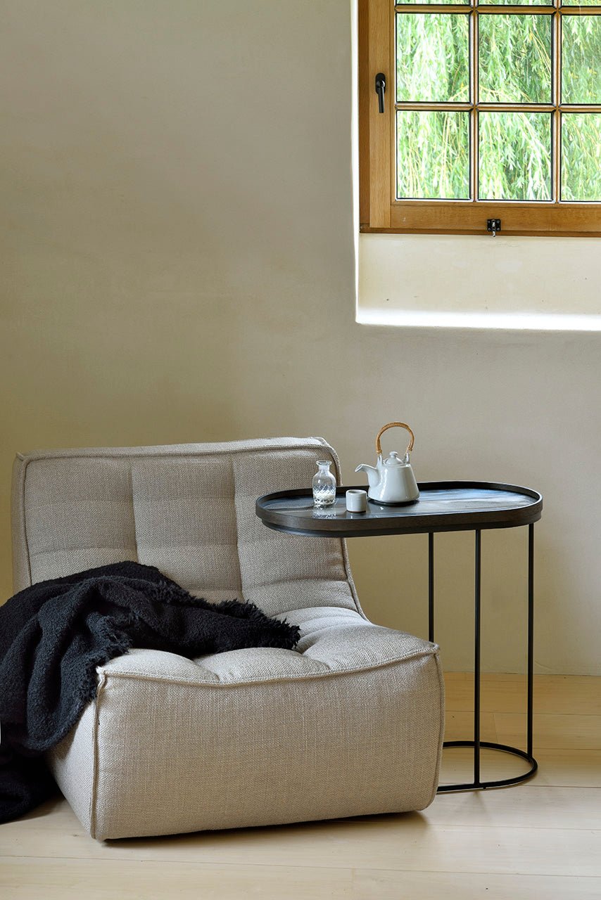 N701-sofa-1seater-beige-Nero-Alpone-throw-Oblong-tray-side-table-Goode-Studio