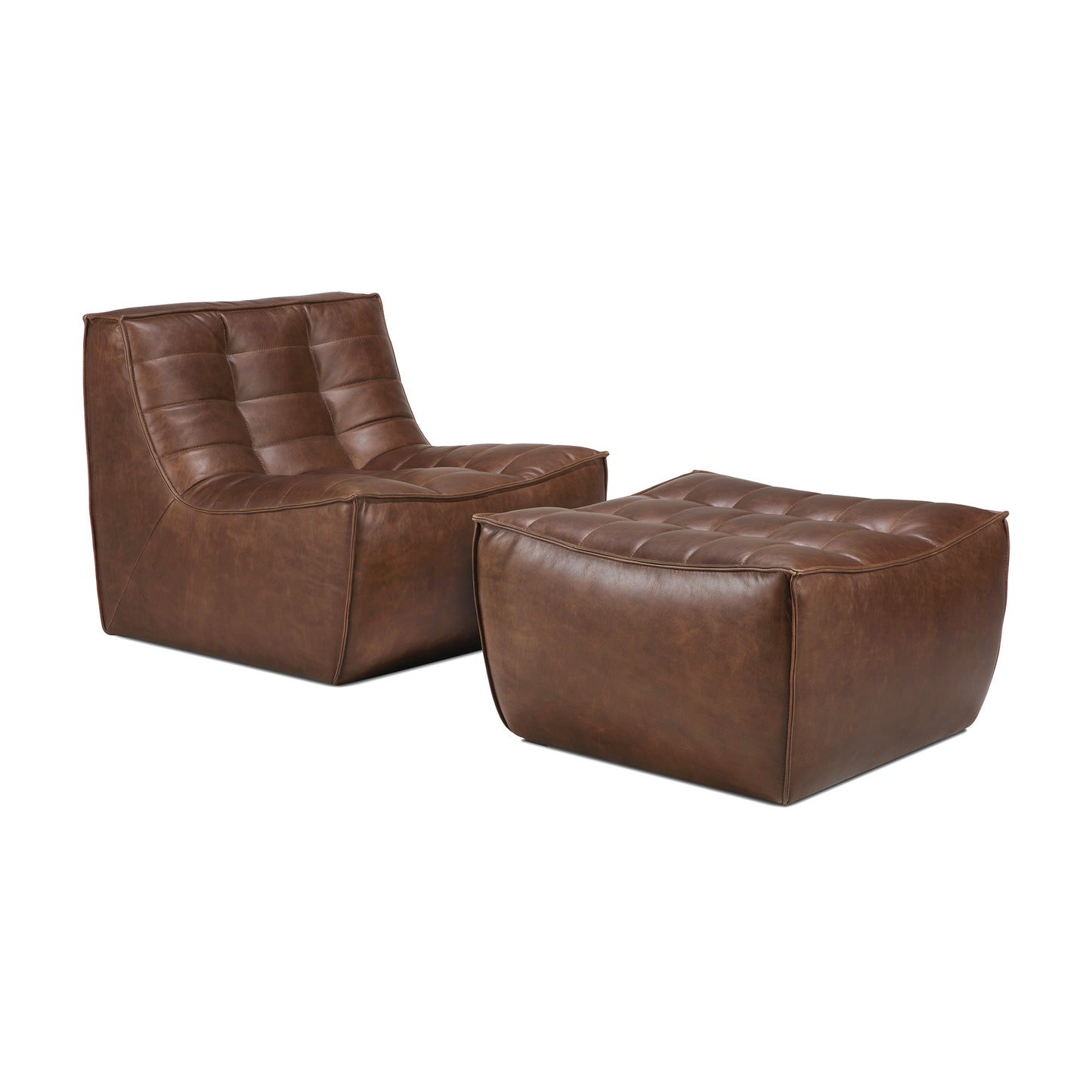 N701 Modular Sofa-footstool-Chestnut-leather-Goode-Studio