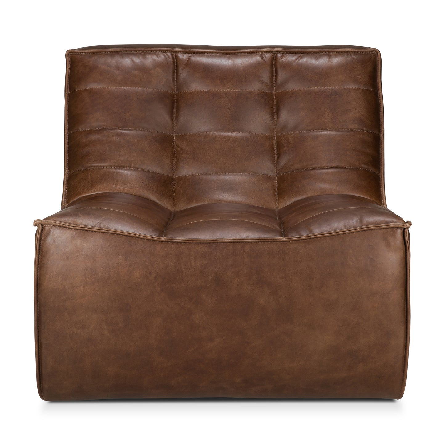 N701 Chestnut Leather Sectional, 1 Seater - Goode Studio