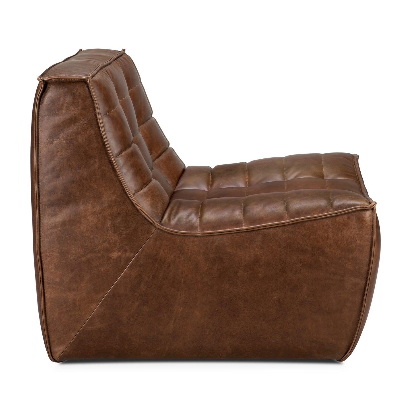 N701 Chestnut Leather Sectional, 1 Seater - Goode Studio