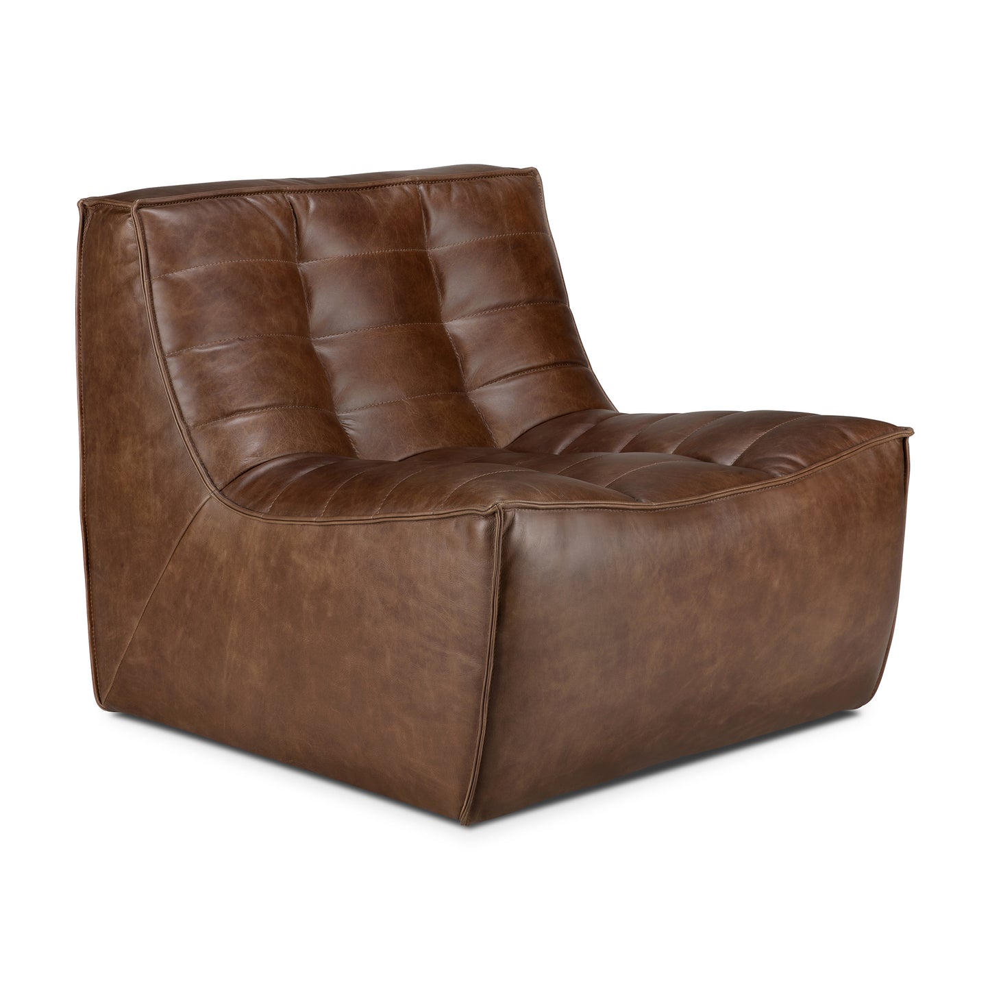 N701 Modular Sofa-Chestnut-leather-1-seater-side-cut-Goode-Studio
