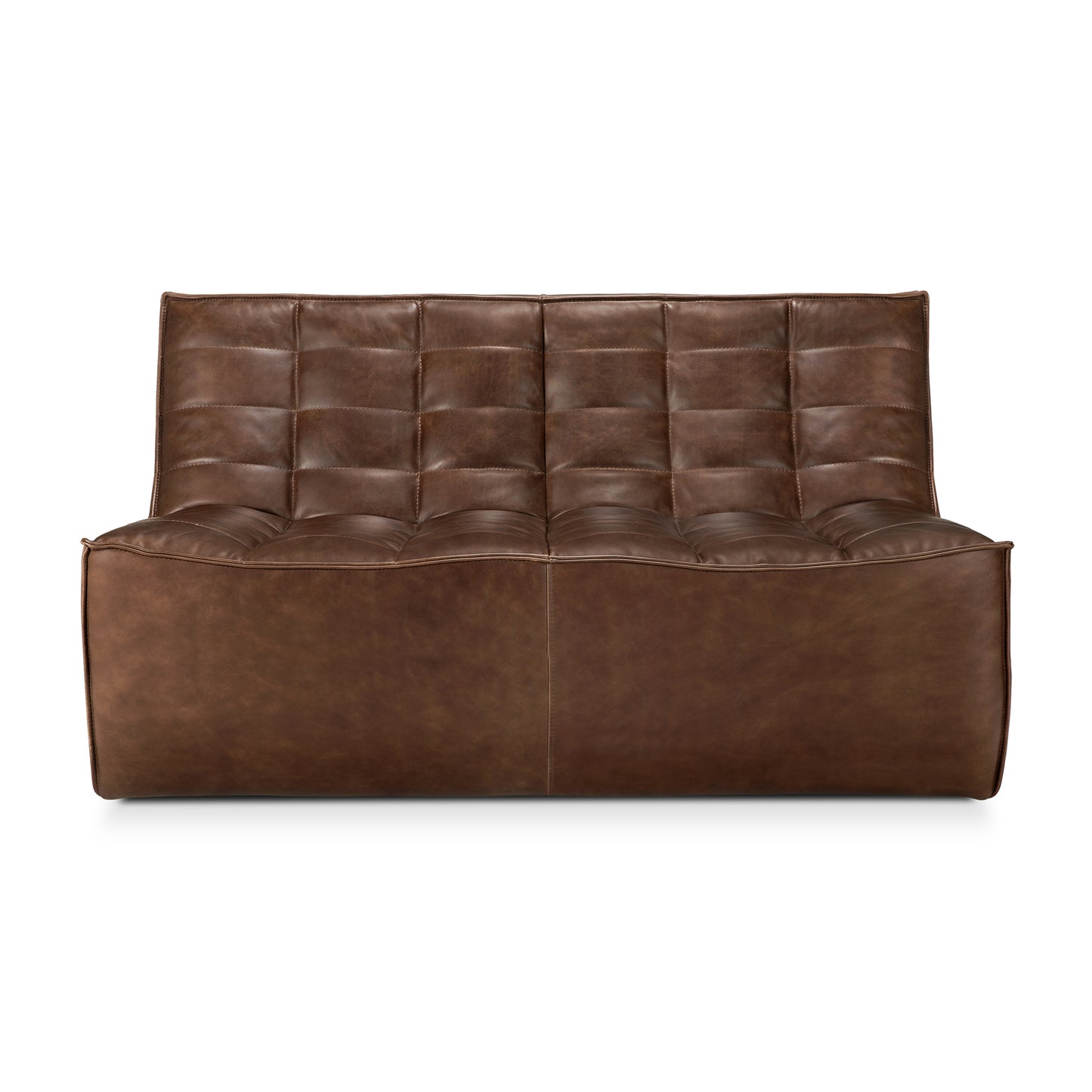 N701 Chestnut Leather Sectional, 2 Seater - Goode Studio