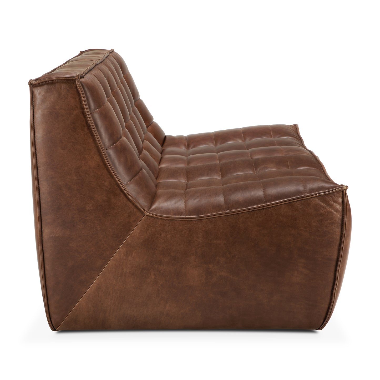 N701 Chestnut Leather Sectional, 2 Seater - Goode Studio
