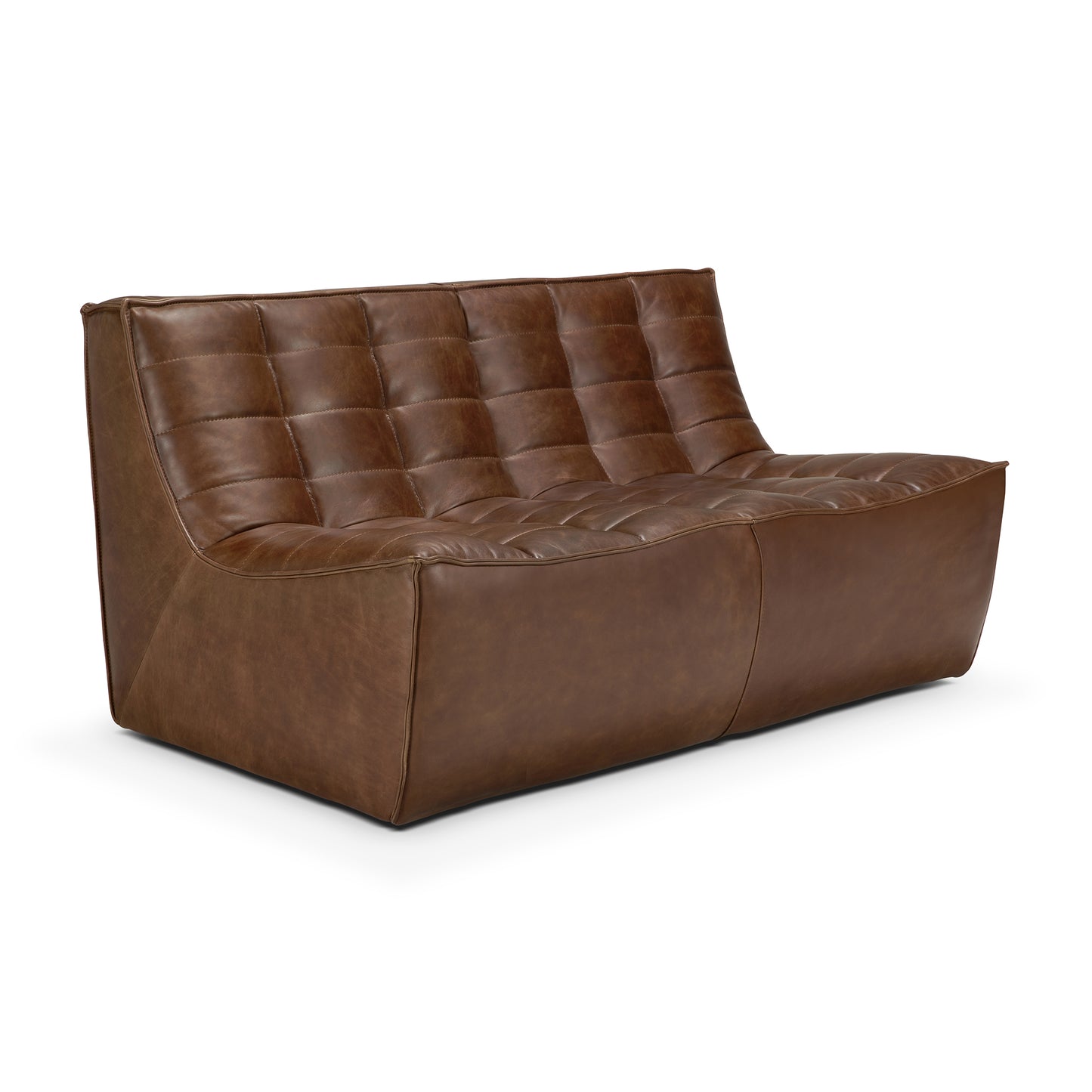 N701 Modular Sofa-Chestnut-leather-2-seater-side-cut-Goode-Studio