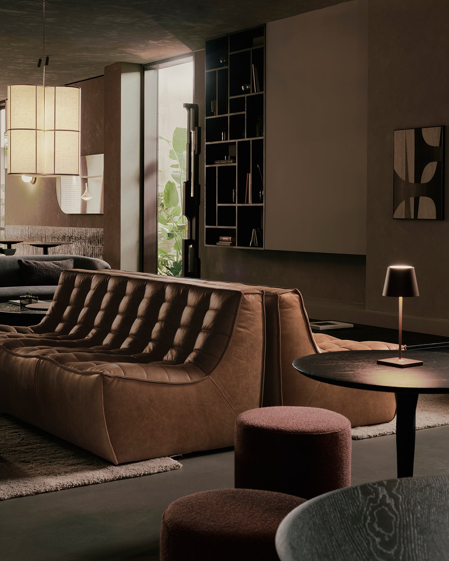 N701 Modular Sofa-Chestnut-Dunes-rug-Sand-M-Rack-Black-Zuil-object-Black-Goode-Studio
