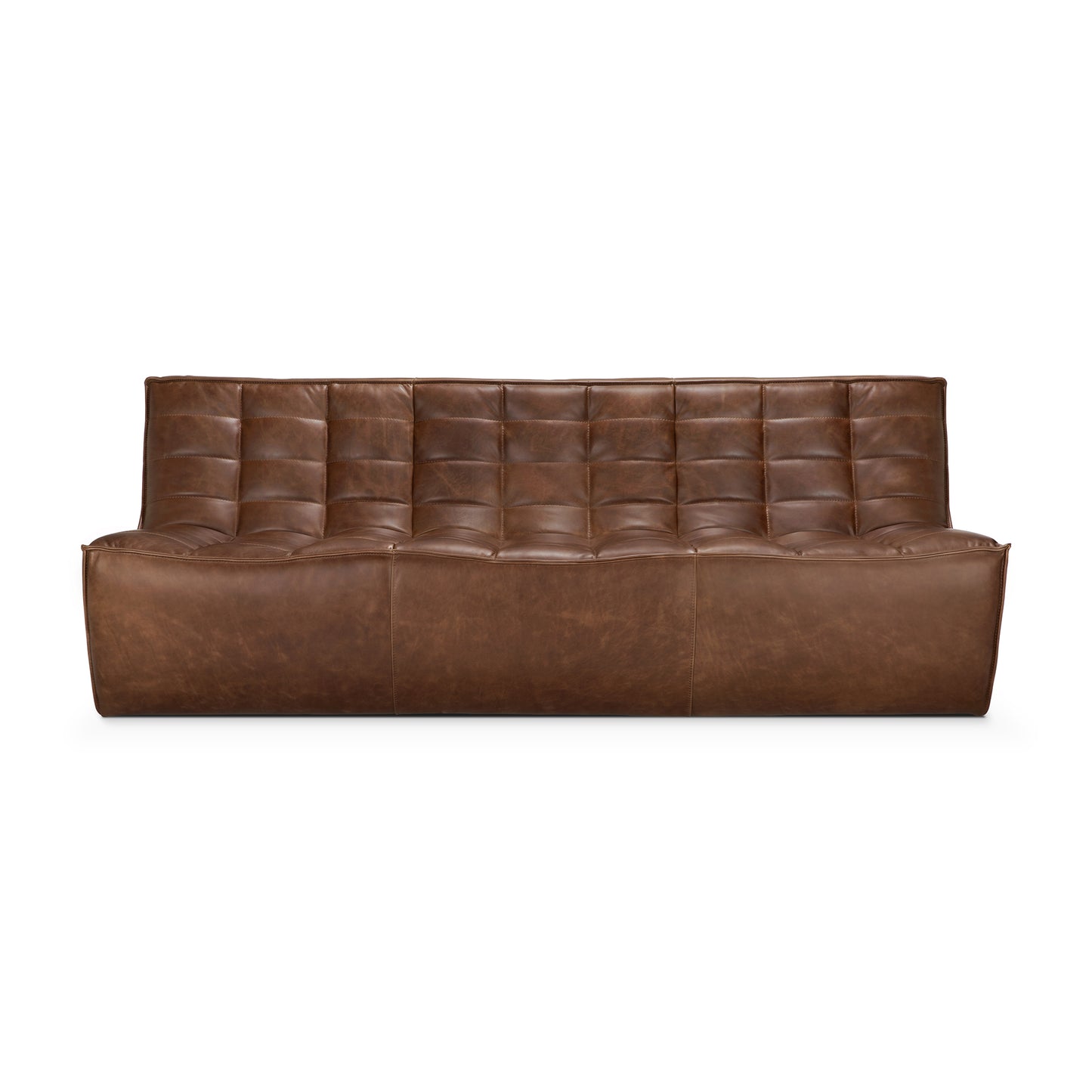N701 Chestnut Leather Sectional, 3 Seater - Goode Studio