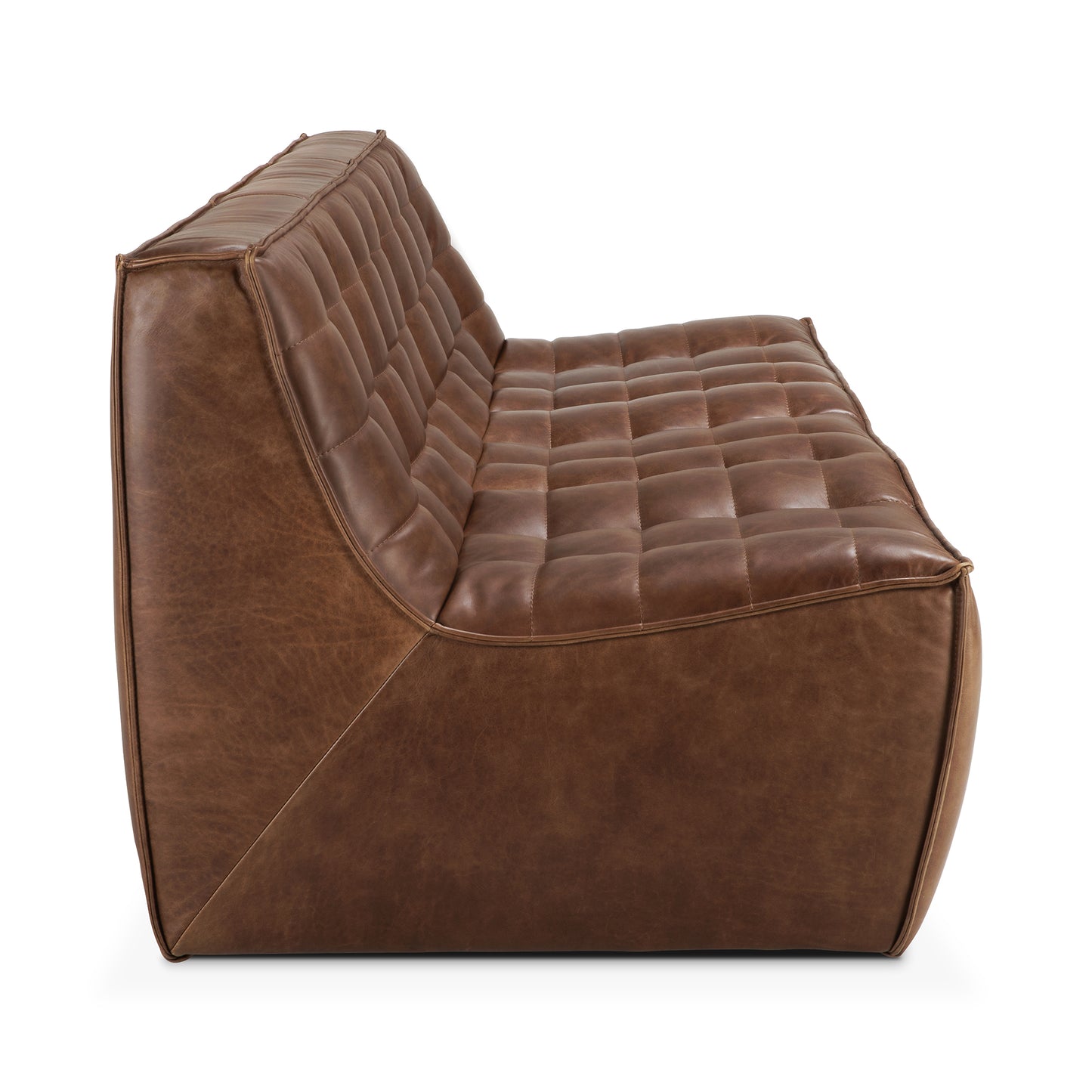N701 Chestnut Leather Sectional, 3 Seater - Goode Studio