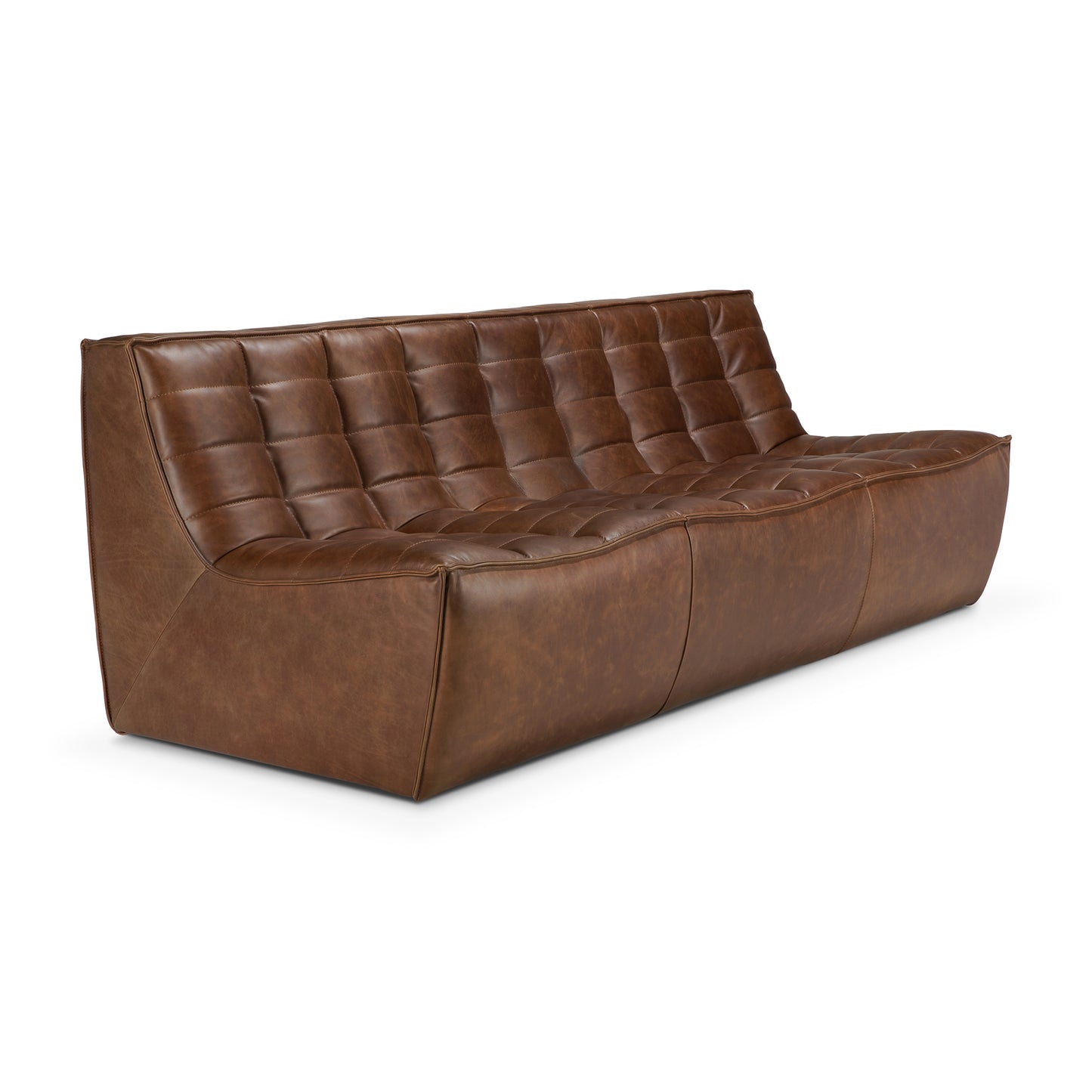 N701 Modular Sofa-Chestnut-leather-3-seater-side-cut-Goode-Studio