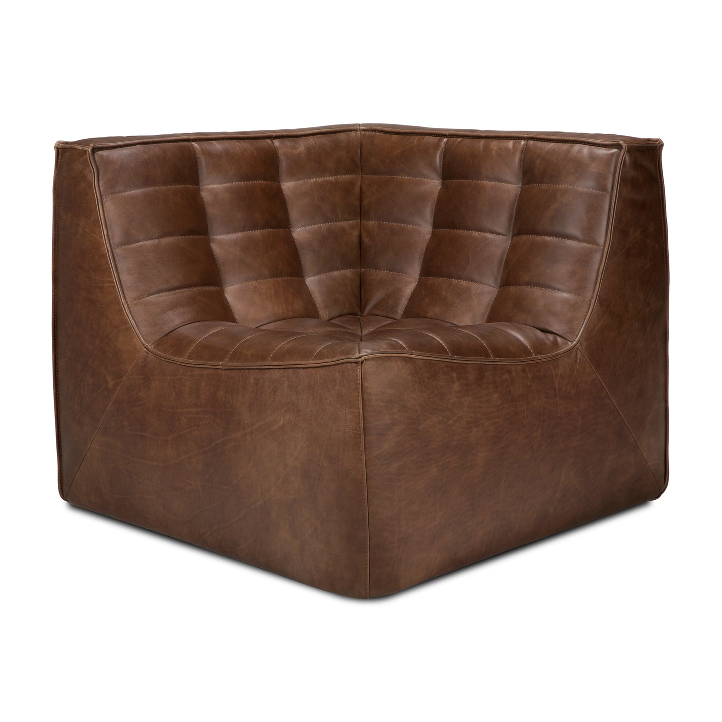 N701 Modular Sofa-Chestnut-leather-90-square-corner-front-cut-Goode-Studio