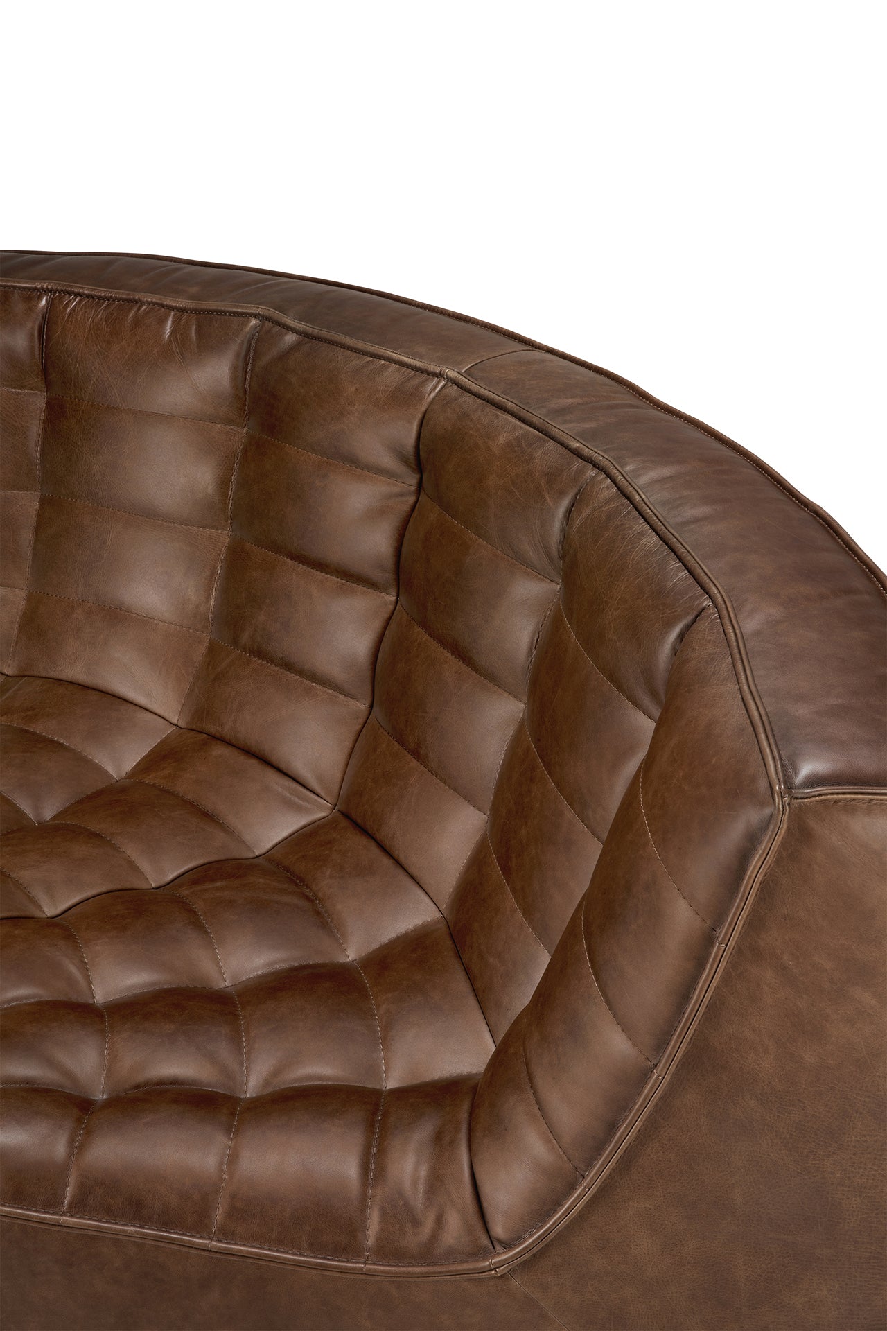 N701 Chestnut Leather Sectional, 90° Round Corner - Goode Studio