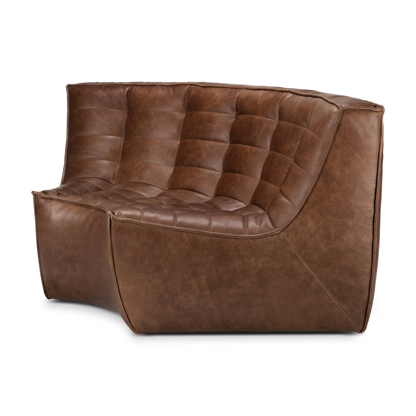 N701 Chestnut Leather Sectional, 90° Round Corner - Goode Studio