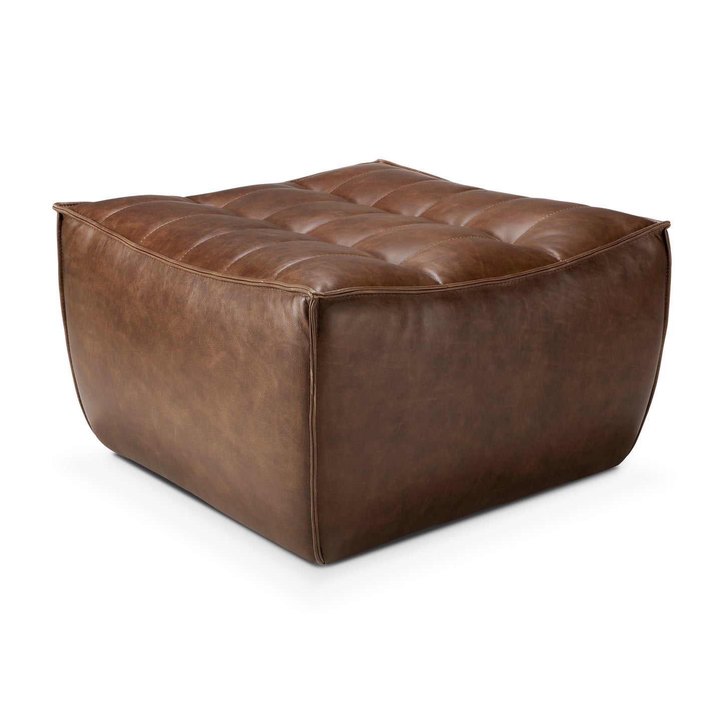 N701 Modular Sofa-footstool-Chestnut-leather-side-cut-Goode-Studio