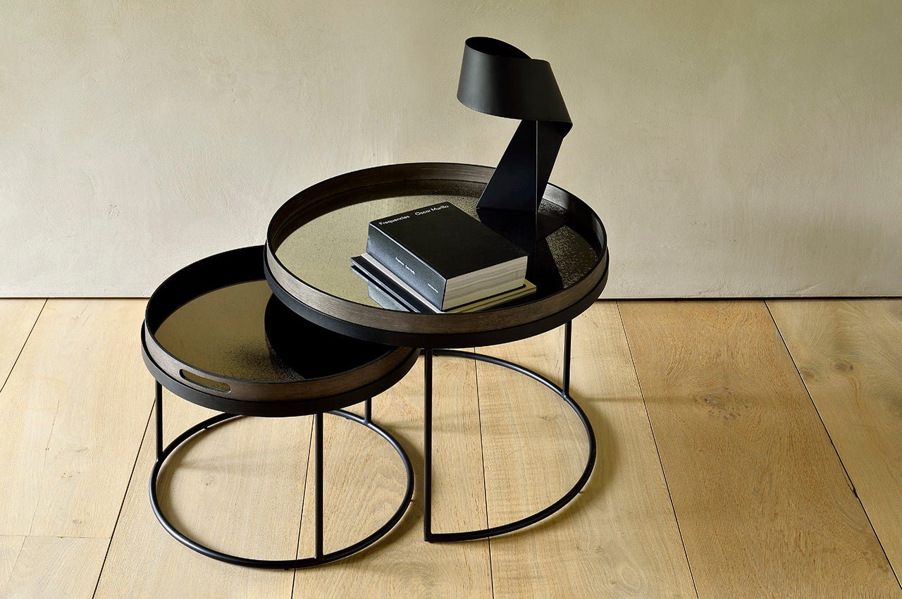 Bronze-mirror-tray-Bronze-mirror-tray-Round-tray-coffee-table-set-Goode-Studio