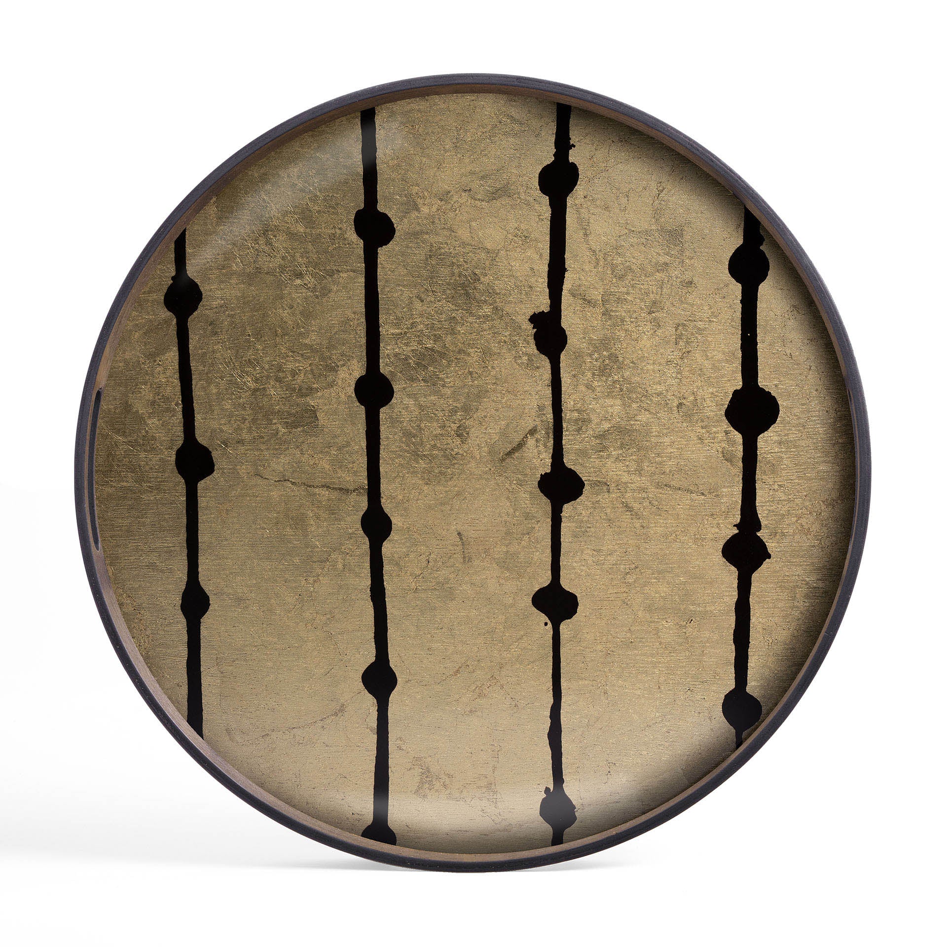 Gold Leaf Dots Black Tray
