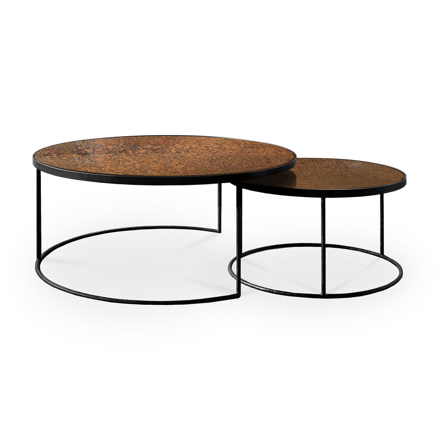 Bronze-Copper-Nesting-coffee-table-set-of-2-front-cut-Goode-Studio