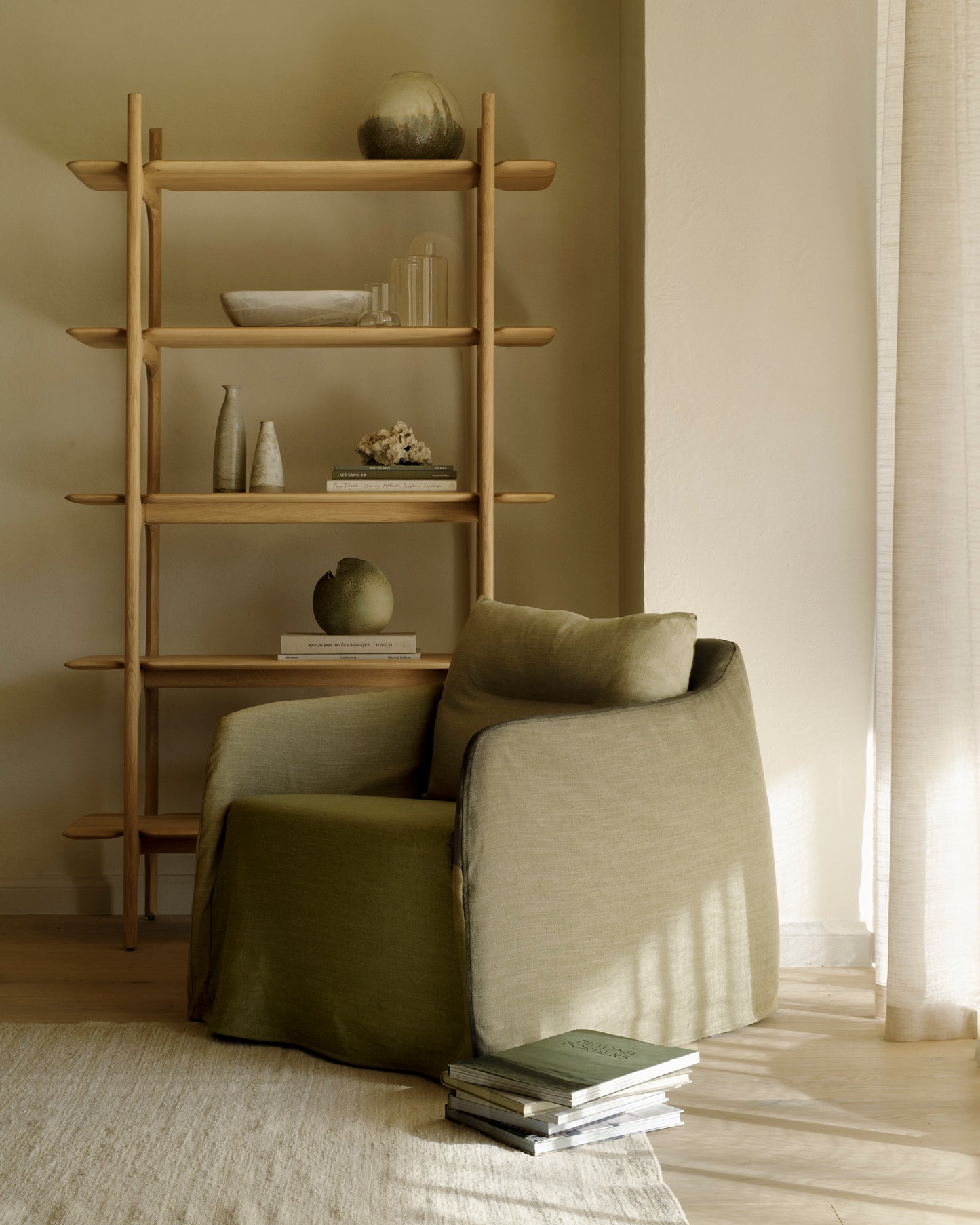 Weave lounge chair-Green-Nomad-kilim-rug-Goode-Studio