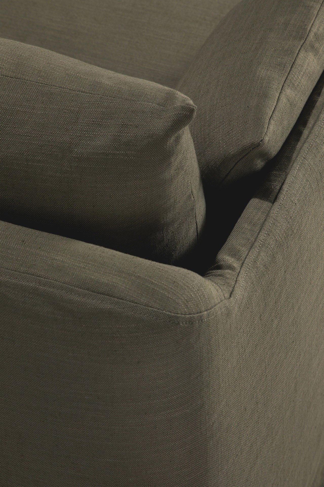 Weave sofa-Green-linen-fabric-3-seater-with-removable-cover-Goode-Studio