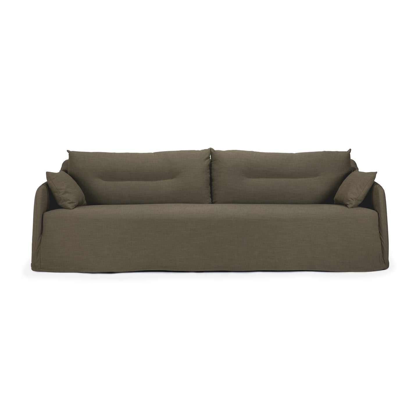 Weave sofa-Green-linen-fabric-3-seater-with-removable-cover-front-cut-Goode-Studio