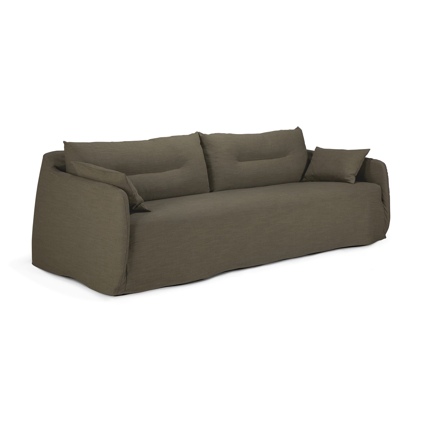 Weave sofa-Green-linen-fabric-3-seater-with-removable-cover-side-cut-Goode-Studio