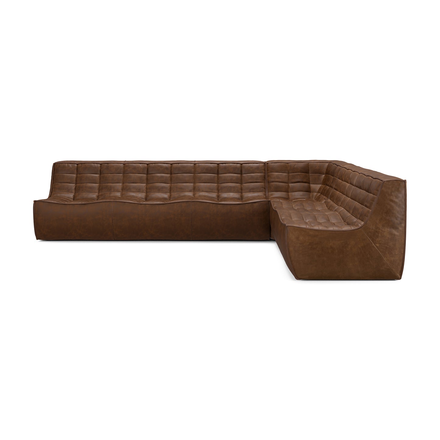 N701 Chestnut Leather Sectional, 90° Square Corner - Goode Studio