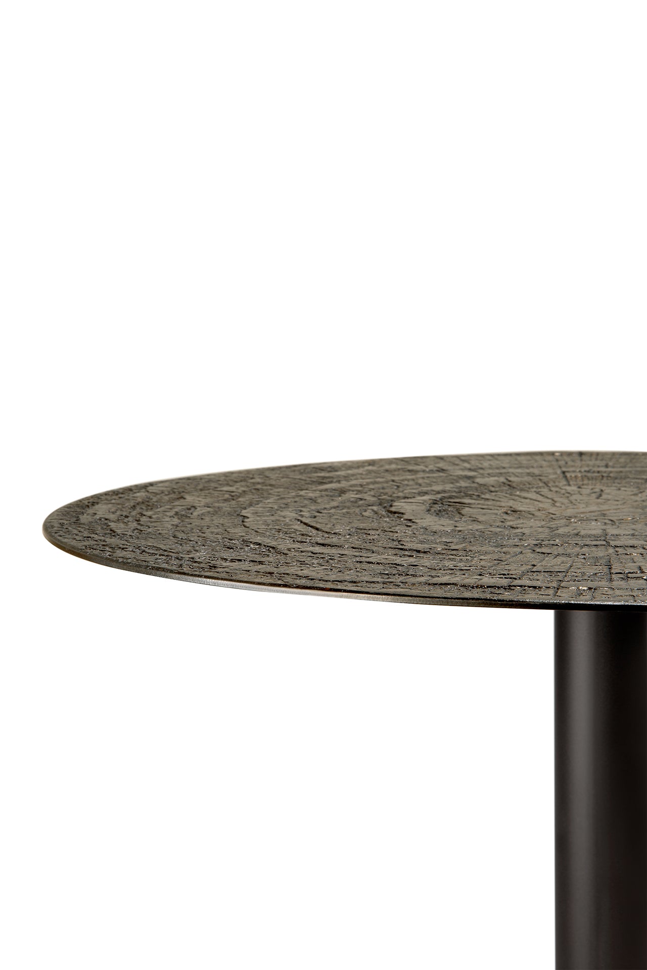 Round wooden texture table top on a white background