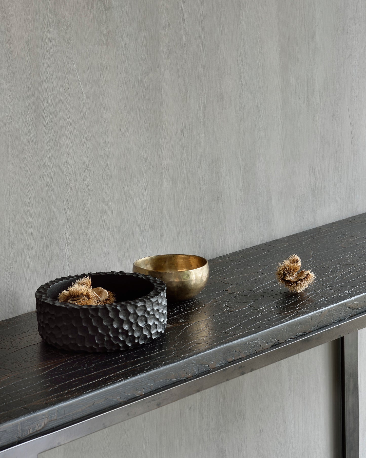 Stability-console-umber-Mahogany-Black-chopped-bowl-Goode-Studio