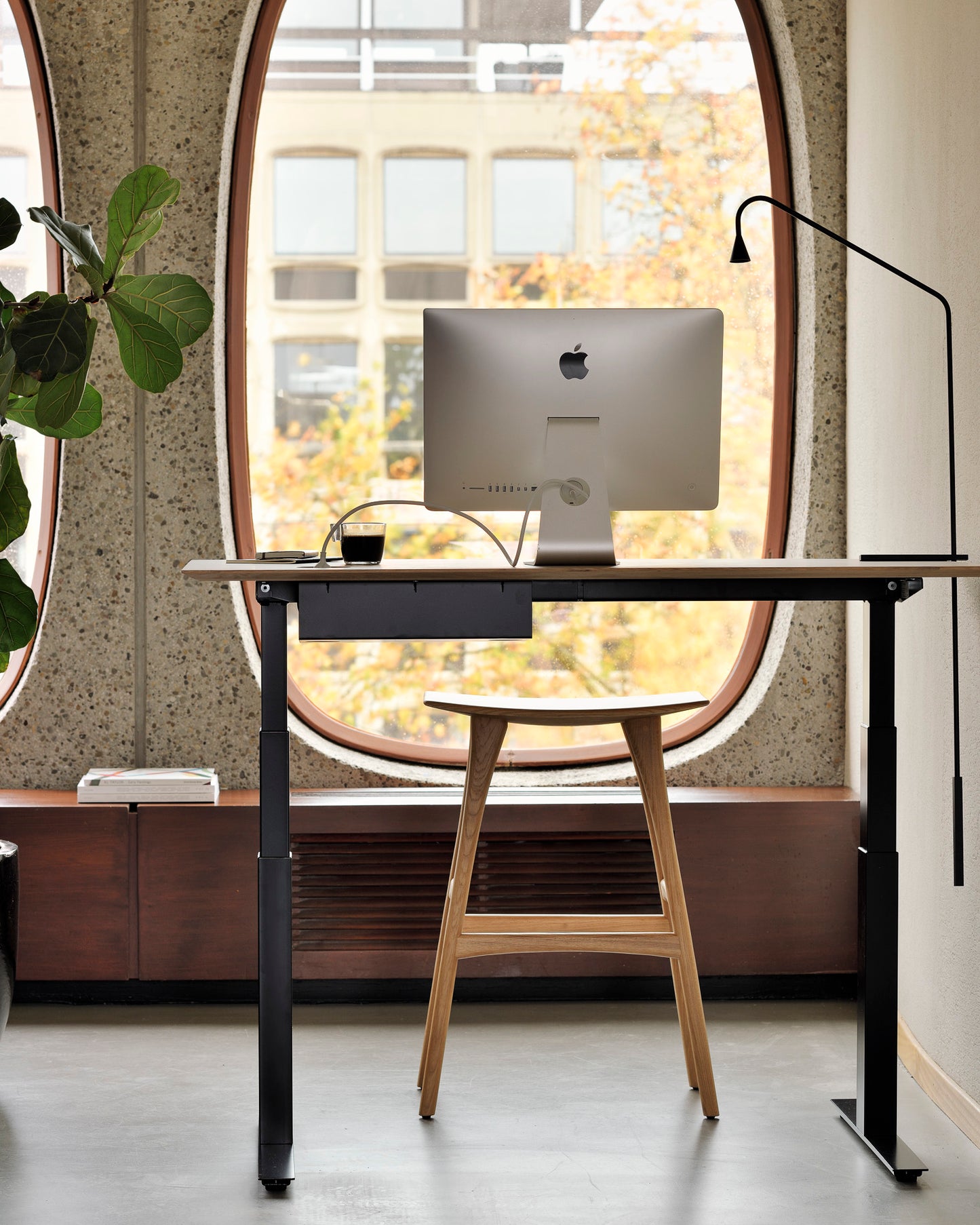 Bok-adjustable-desk-Osso-bar-stool-Goode-Studio